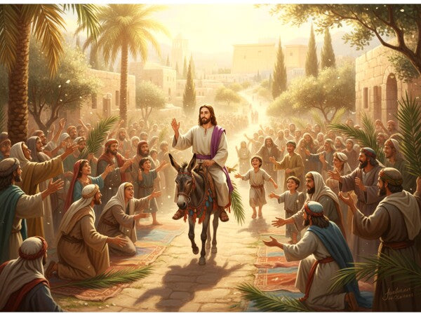 JESUS RIDES DONKEY ON PALM SUNDAY--TWO