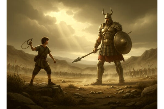DAVID CONFRONTS GOLIATH, THE GIANT