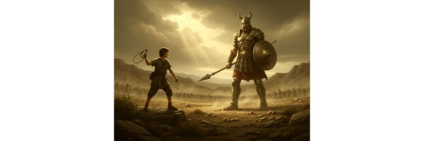 DAVID CONFRONTS GOLIATH, THE GIANT