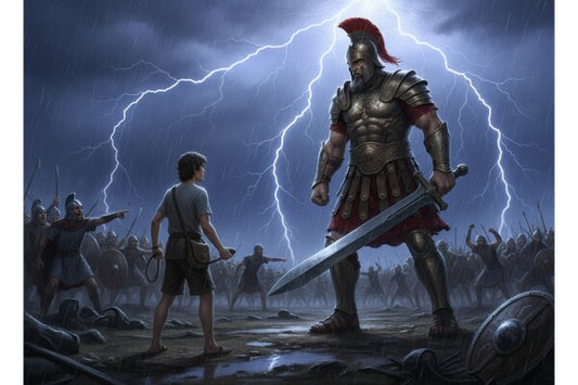 JESUS CONFRONTS GOLIATH--THREE
