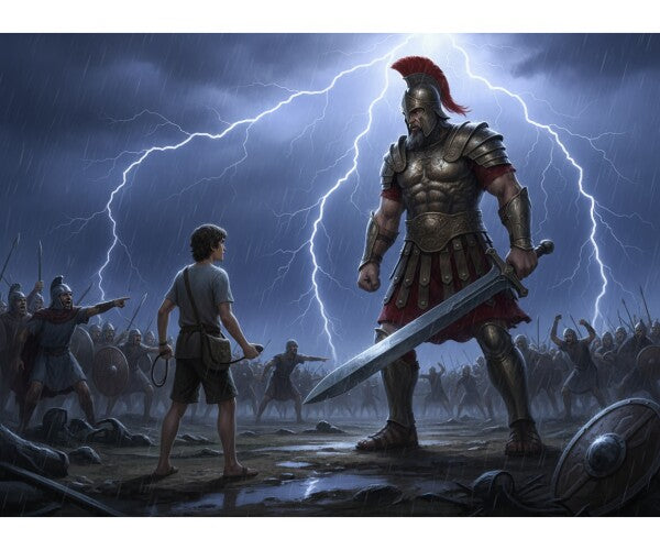 JESUS CONFRONTS GOLIATH--THREE