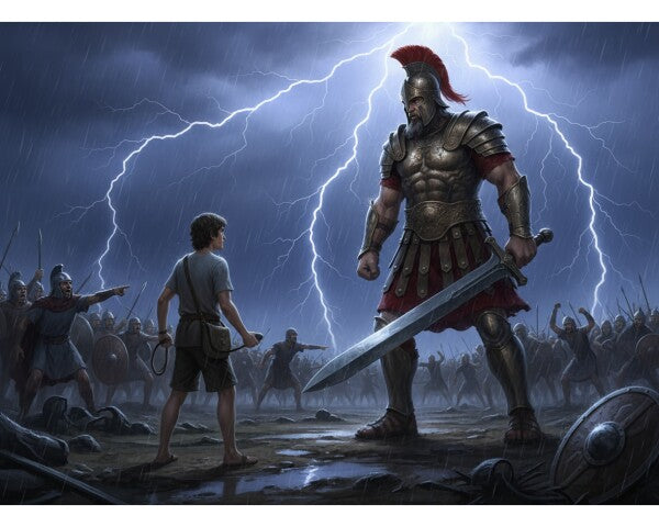 JESUS CONFRONTS GOLIATH--THREE