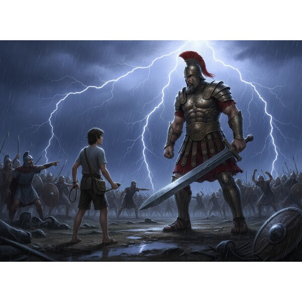 JESUS CONFRONTS GOLIATH--THREE