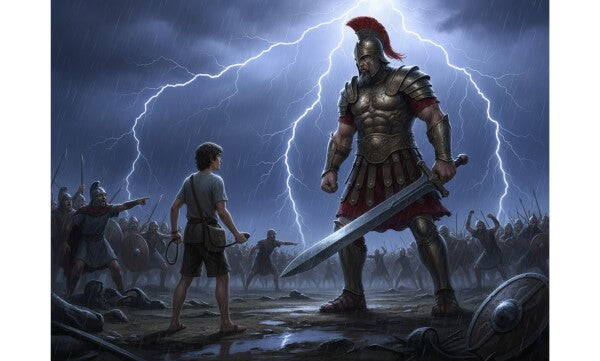 JESUS CONFRONTS GOLIATH--THREE