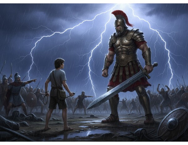 JESUS CONFRONTS GOLIATH--THREE