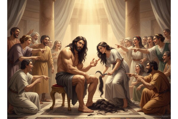 DELILAH CLIPS SAMPSON'S HAIR--THE SOURCE OF HIS STRENGTH