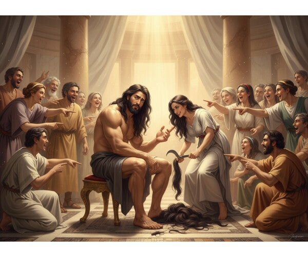 DELILAH CLIPS SAMPSON'S HAIR--THE SOURCE OF HIS STRENGTH