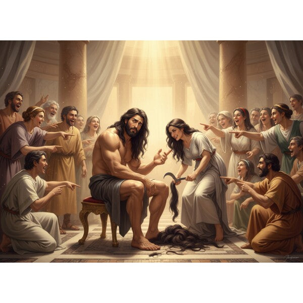 DELILAH CLIPS SAMPSON'S HAIR--THE SOURCE OF HIS STRENGTH