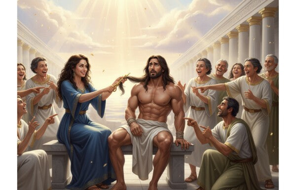 DELILAH CLIPS SAMPSON'S HAIR, THE SOURCE OF HIS STRENGTH--TWO