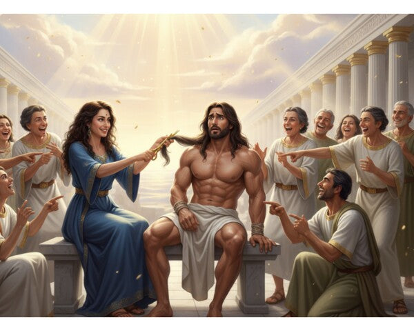 DELILAH CLIPS SAMPSON'S HAIR, THE SOURCE OF HIS STRENGTH--TWO