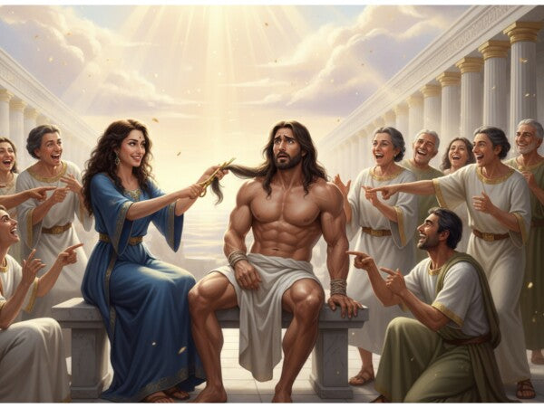 DELILAH CLIPS SAMPSON'S HAIR, THE SOURCE OF HIS STRENGTH--TWO