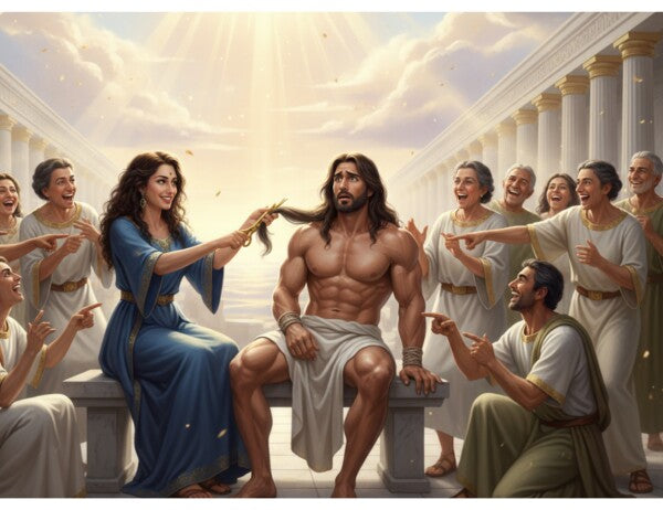 DELILAH CLIPS SAMPSON'S HAIR, THE SOURCE OF HIS STRENGTH--TWO