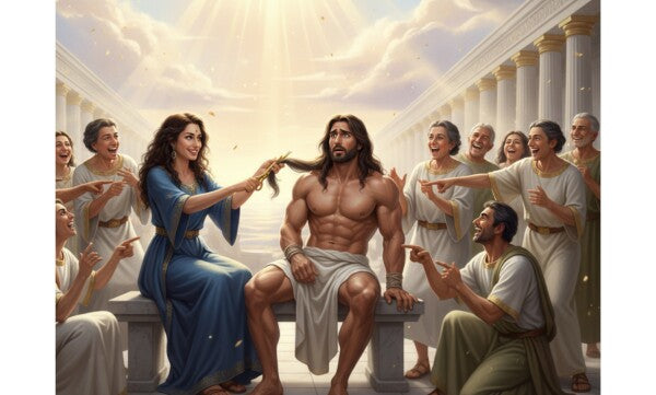 DELILAH CLIPS SAMPSON'S HAIR, THE SOURCE OF HIS STRENGTH--TWO