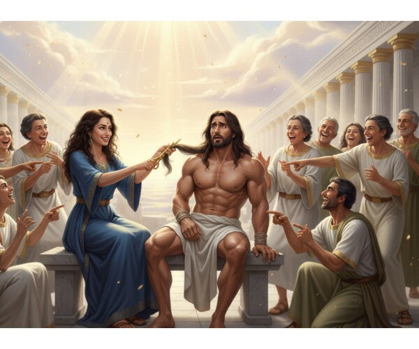 DELILAH CLIPS SAMPSON'S HAIR, THE SOURCE OF HIS STRENGTH--TWO