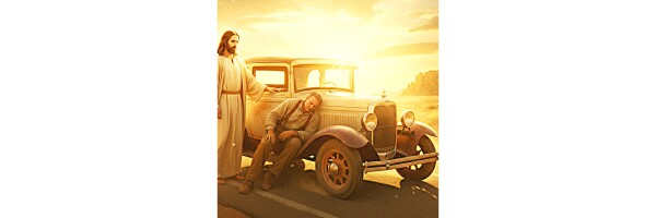 JESUS AIDS OLD MAN WITH BROKEN-DOWN PICKUP TRUCK