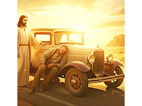 JESUS AIDS OLD MAN WITH BROKEN-DOWN PICKUP TRUCK