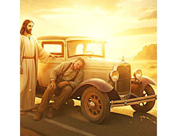 JESUS AIDS OLD MAN WITH BROKEN-DOWN PICKUP TRUCK