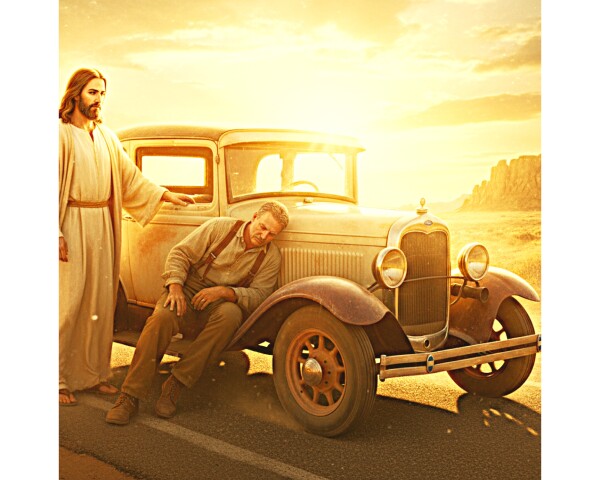JESUS AIDS OLD MAN WITH BROKEN-DOWN PICKUP TRUCK