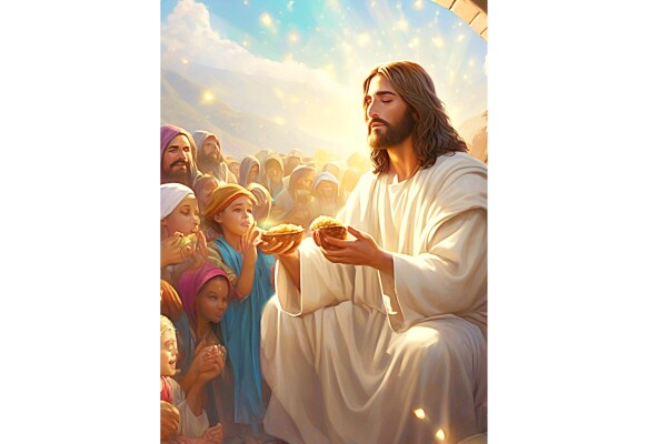 JESUS FEEDING THE LITTLE CHILDREN--ONE--Wall Art/Posters
