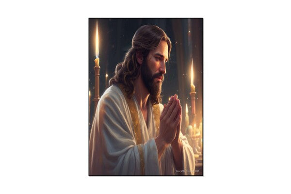 JESUS PRAYING AMONG LIGHTED CANDLES--TWO--UNISEX T-Shirts